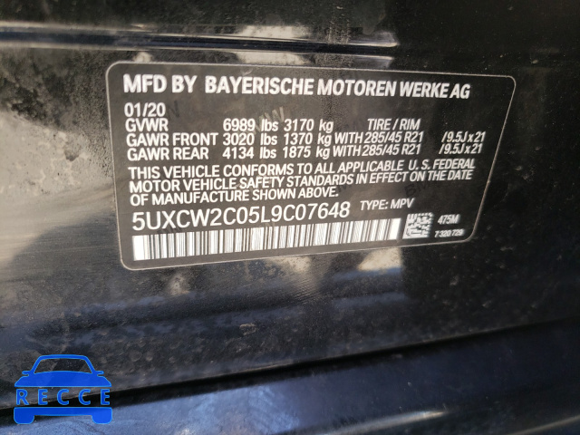 2020 BMW X7 XDRIVE4 5UXCW2C05L9C07648 image 9