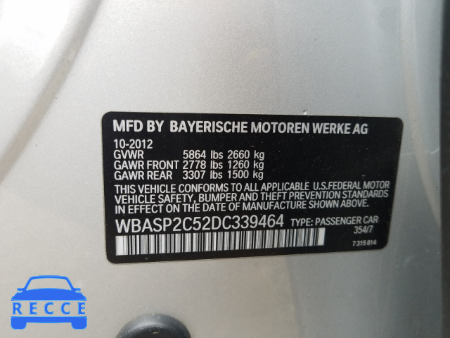 2013 BMW 535 XIGT WBASP2C52DC339464 зображення 9