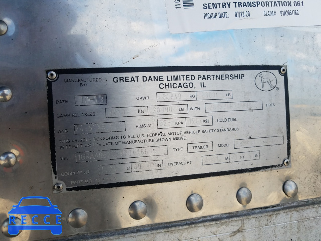 2014 GREAT DANE TRAILER TRAILER 1GRAA0627EW704166 image 9