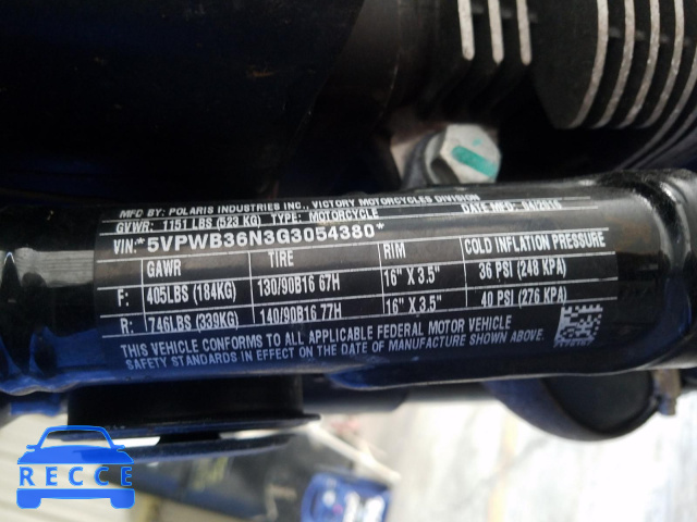 2016 VICTORY MOTORCYCLES HIGH-BALL 5VPWB36N3G3054380 image 9