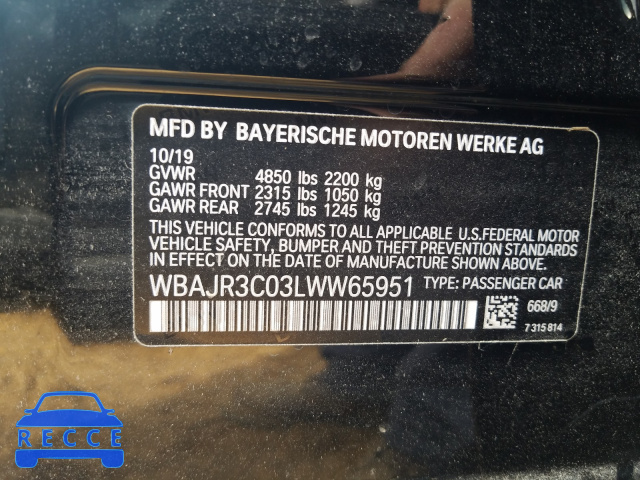 2020 BMW 530 I WBAJR3C03LWW65951 Bild 9