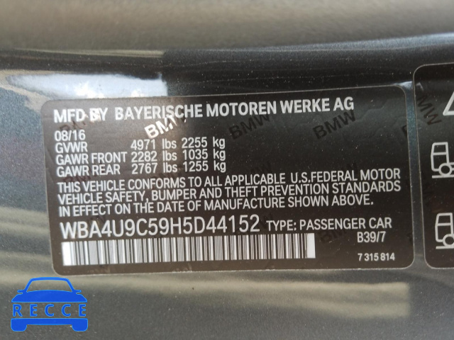 2017 BMW 430XI WBA4U9C59H5D44152 image 9