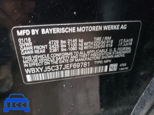 2018 BMW X2 XDRIVE2 WBXYJ5C37JEF69781 зображення 9
