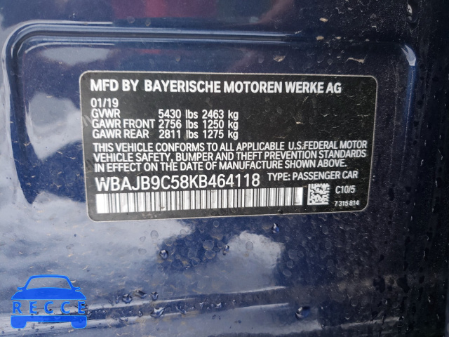 2019 BMW M550XI WBAJB9C58KB464118 зображення 9