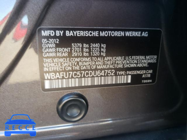 2012 BMW 535 XI WBAFU7C57CDU64752 image 9