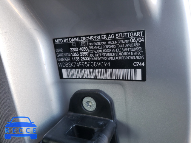 2005 MERCEDES-BENZ SL 55 AMG WDBSK74F95F089094 image 9