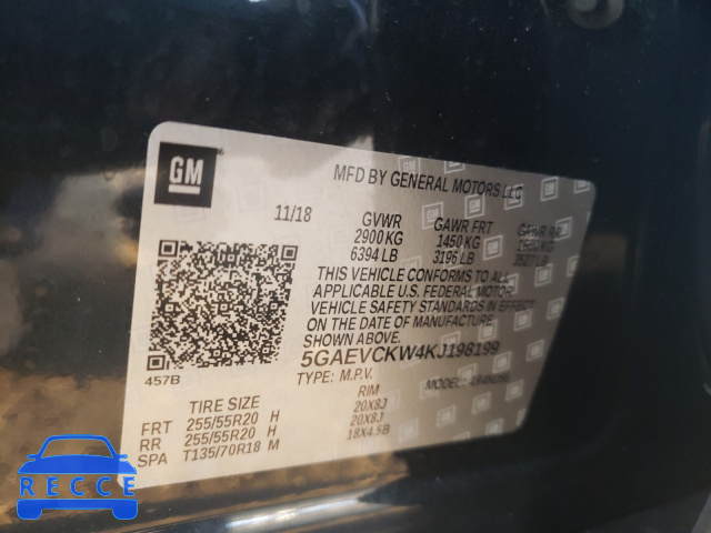 2019 BUICK ENCLAVE AV 5GAEVCKW4KJ198199 Bild 9