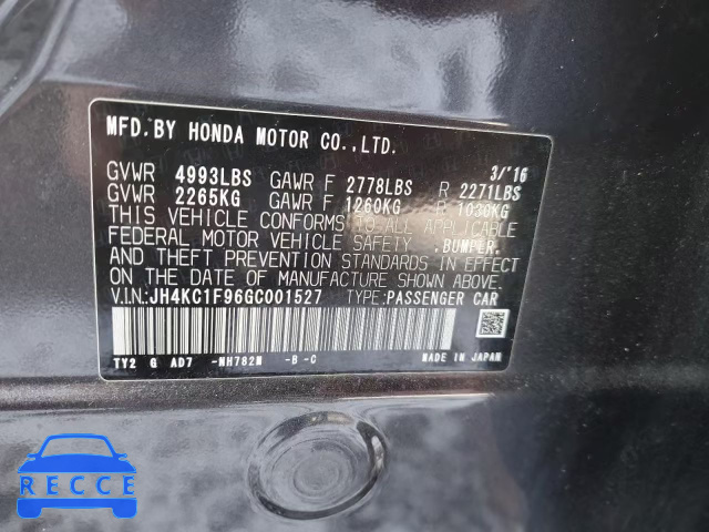 2016 ACURA RLX ADVANC JH4KC1F96GC001527 зображення 11