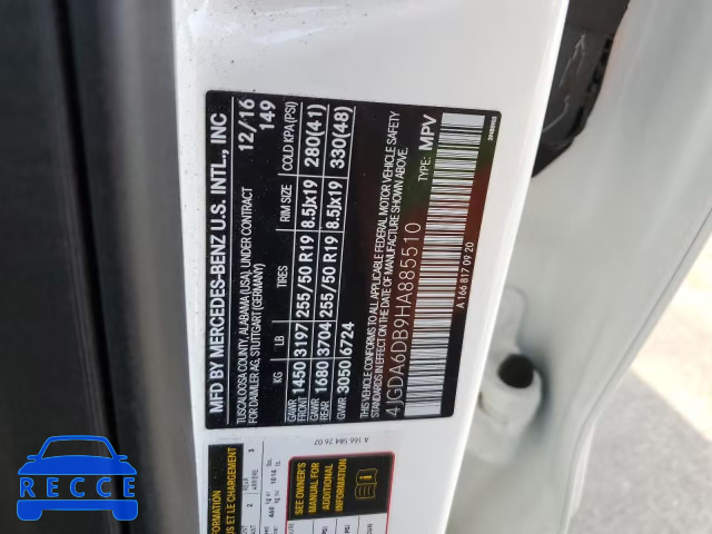 2017 MERCEDES-BENZ GLE 550E 4 4JGDA6DB9HA885510 image 12