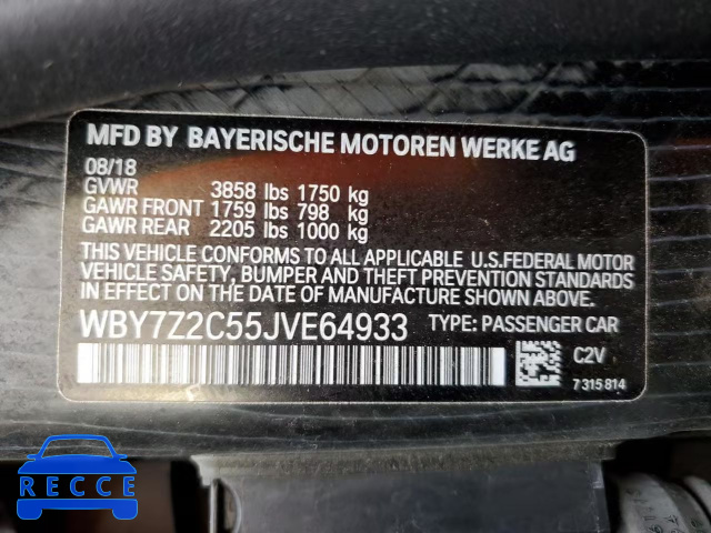 2018 BMW I3 BEV WBY7Z2C55JVE64933 зображення 11