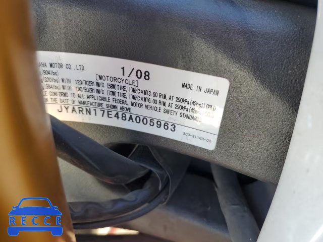 2008 YAMAHA FZ1 S JYARN17E48A005963 зображення 9