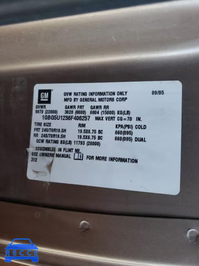 2006 CHEVROLET C5500 C5U0 1GBG5U1236F406257 image 9
