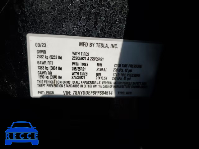 2023 TESLA MODEL Y 7SAYGDEF8PF884514 image 12