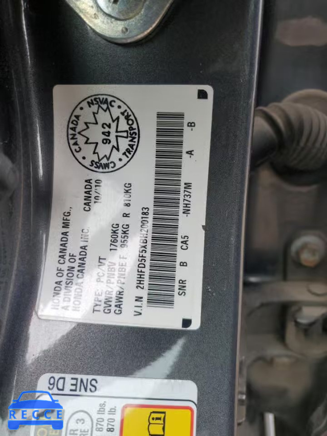 2011 ACURA CSX 2HHFD5F5XBH200183 image 11