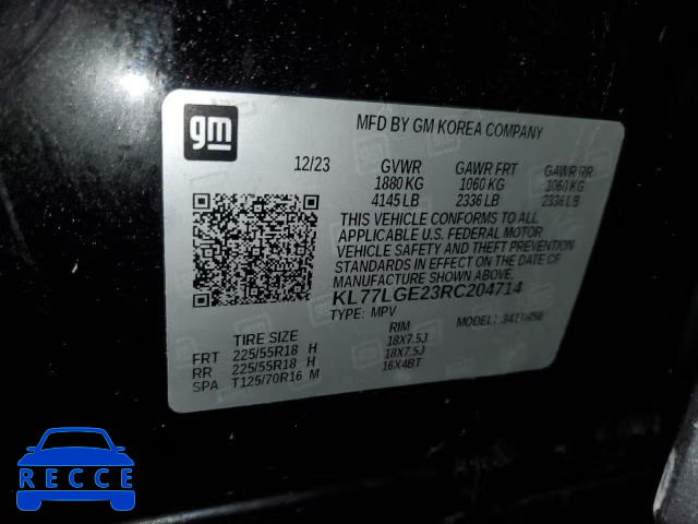 2024 CHEVROLET TRAX 1RS KL77LGE23RC204714 image 13