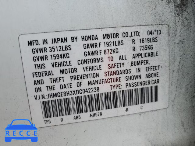 2013 HONDA FIT JHMGE8H3XDC042238 image 12