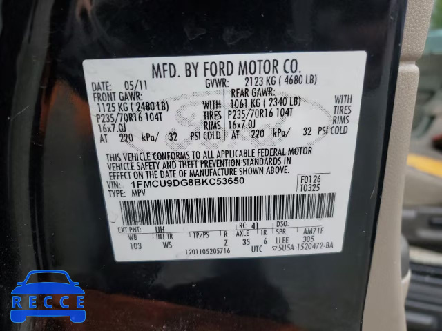 2011 FORD ESCAPE XLT 1FMCU9DG8BKC53650 image 13