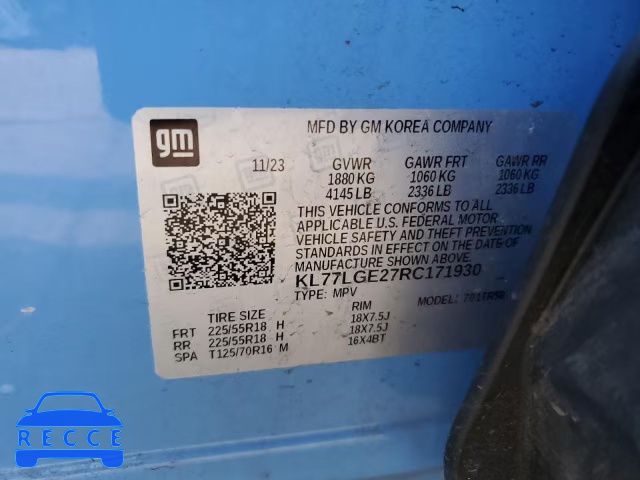 2024 CHEVROLET TRAX 1RS KL77LGE27RC171930 image 12