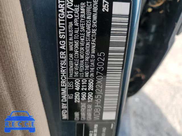 2002 MERCEDES-BENZ 300-CLASS WDBJH65J22X073025 image 11