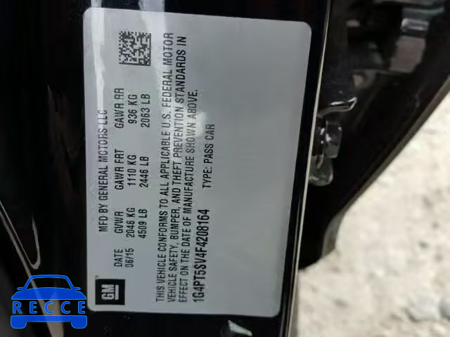 2015 BUICK VERANO PRE 1G4PT5SV4F4208164 Bild 9