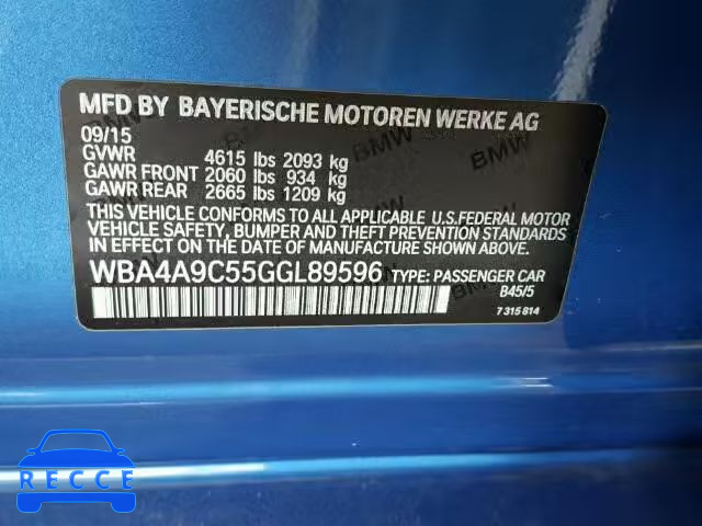 2016 BMW 428I GRAN WBA4A9C55GGL89596 Bild 9