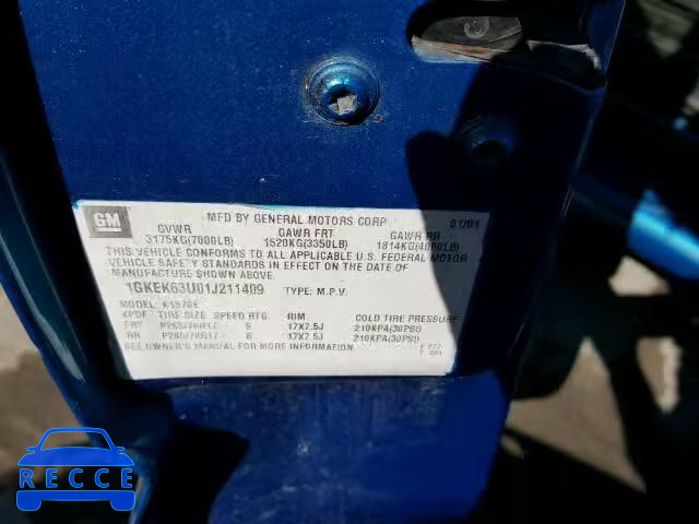 2001 GMC DENALI 1GKEK63U01J211409 зображення 9