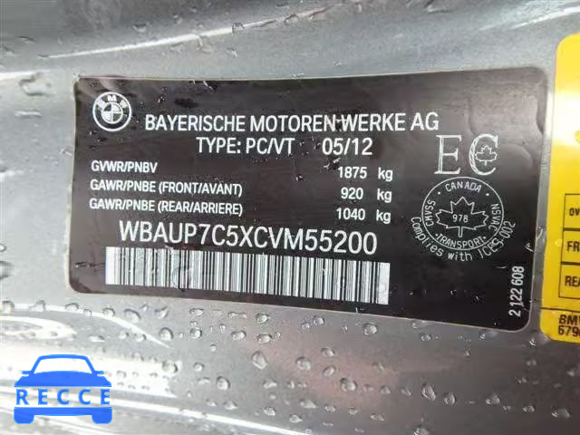 2012 BMW 128I WBAUP7C5XCVM55200 image 9