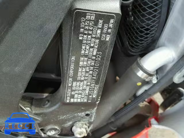 2013 SUZUKI GSX-R600 JS1GN7FA4D2101023 image 9