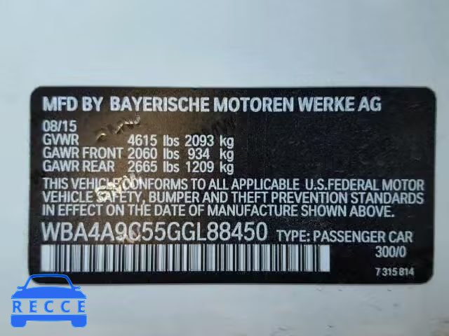 2016 BMW 428I GRAN WBA4A9C55GGL88450 image 9