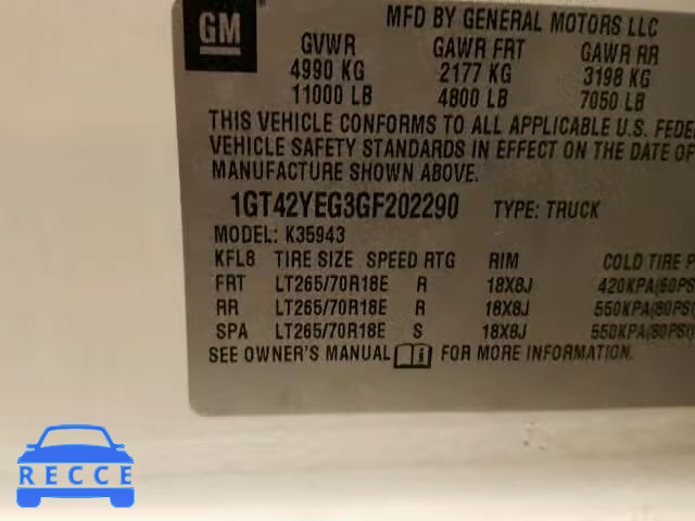 2016 GMC SIERRA K35 1GT42YEG3GF202290 image 9