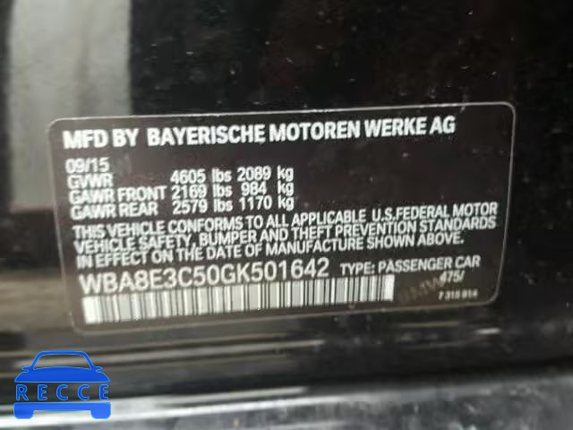2016 BMW 328XI SULE WBA8E3C50GK501642 зображення 9