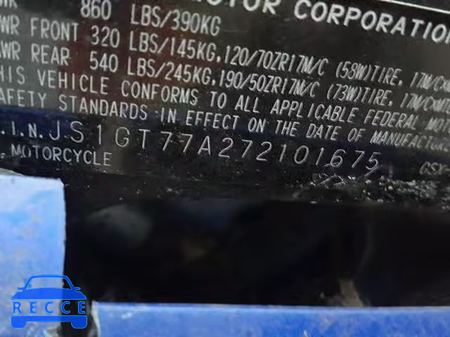 2007 SUZUKI GSX-R1000 JS1GT77A272101675 image 9