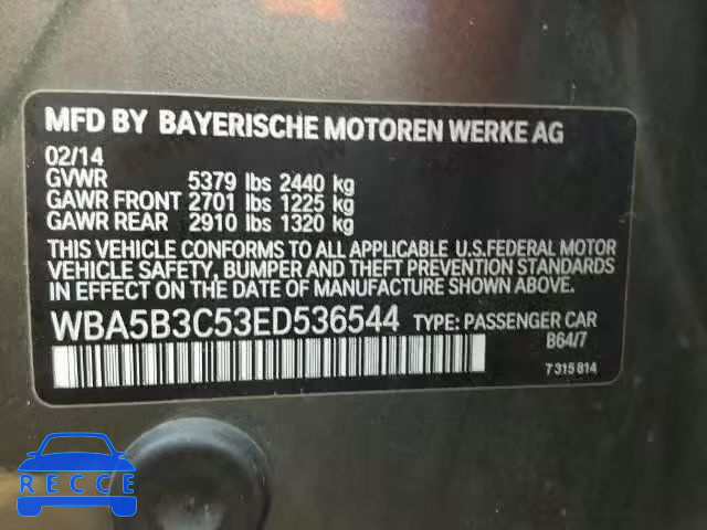 2014 BMW 535XI WBA5B3C53ED536544 Bild 9