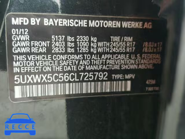 2012 BMW X3 XDRIVE2 5UXWX5C56CL725792 Bild 9