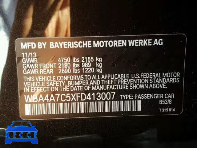 2015 BMW 428XI GRAN WBA4A7C5XFD413007 зображення 9