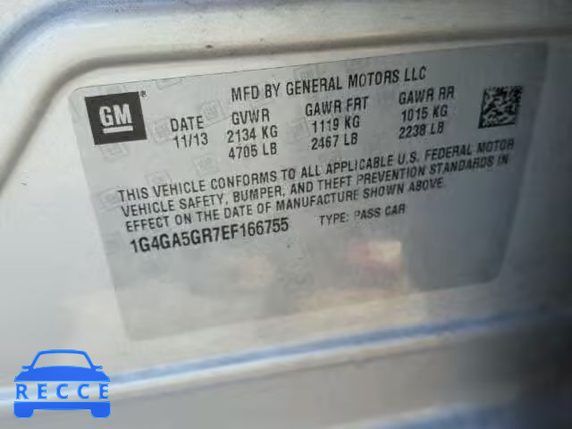 2014 BUICK LACROSSE W 1G4GA5GR7EF166755 image 9