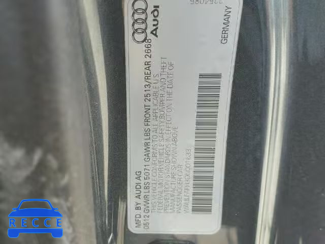 2013 AUDI A5 QUATTRO WAULFAFH3DN001633 image 9