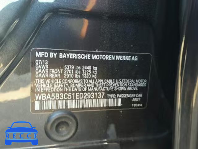 2014 BMW 535XI WBA5B3C51ED293137 зображення 9