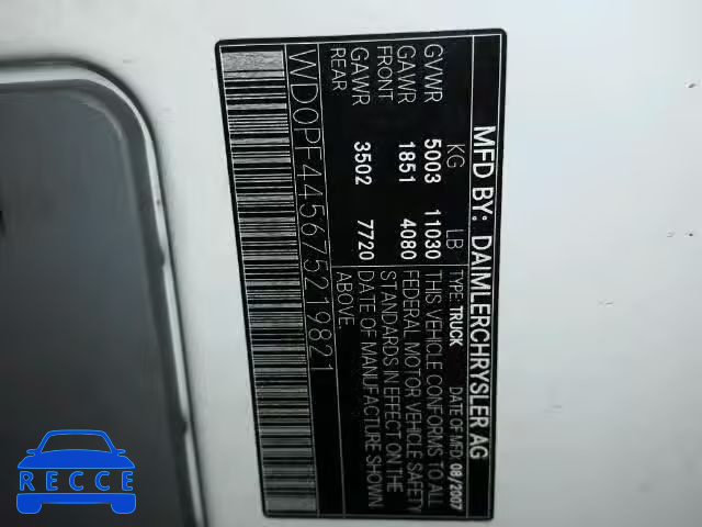 2007 DODGE SPRINTER 3 WD0PF445675219821 зображення 9