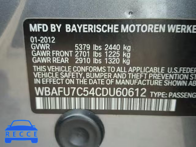 2012 BMW 535XI WBAFU7C54CDU60612 зображення 9