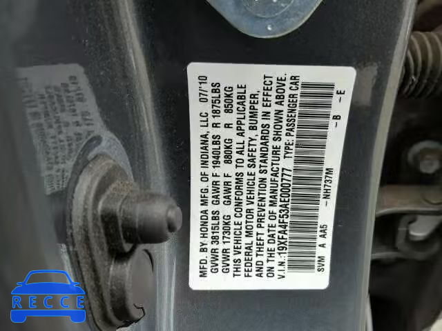 2010 HONDA CIVIC GX 19XFA4F53AE000777 Bild 9