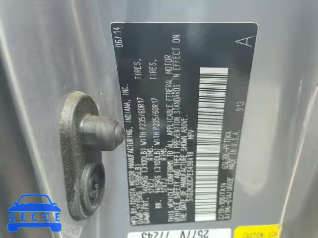 2014 TOYOTA SIENNA 5TDZK3DC7ES498418 image 9
