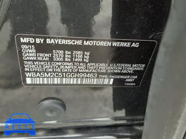 2016 BMW 535I GT WBA5M2C51GGH99463 image 9
