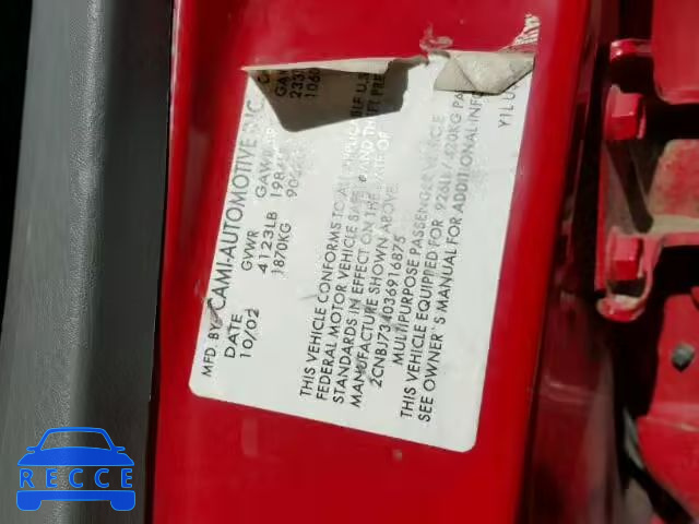 2003 CHEVROLET TRACKER ZR 2CNBJ734036916875 image 9