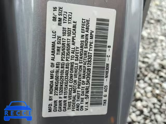 2016 HONDA ODYSSEY SE 5FNRL5H39GB128307 image 9
