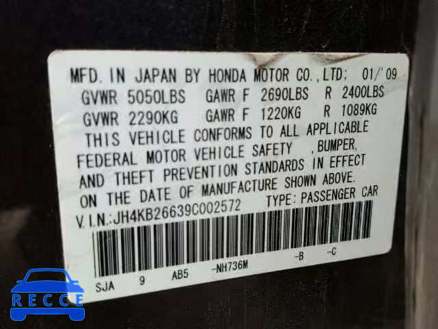 2009 ACURA RL JH4KB26639C002572 image 9