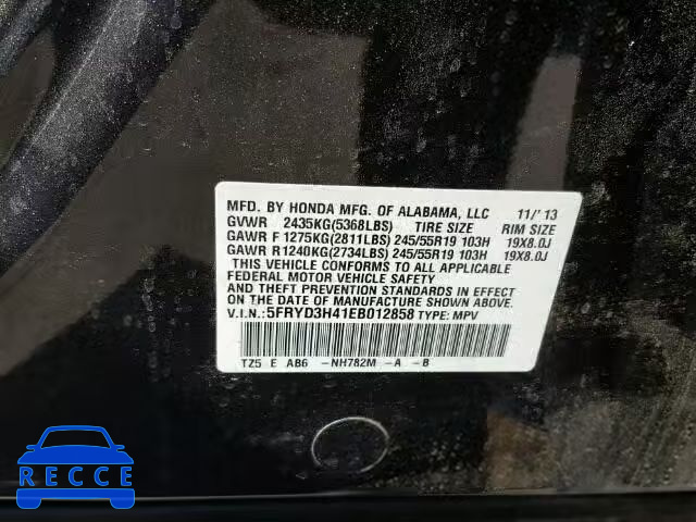 2014 ACURA MDX TECH 5FRYD3H41EB012858 зображення 9