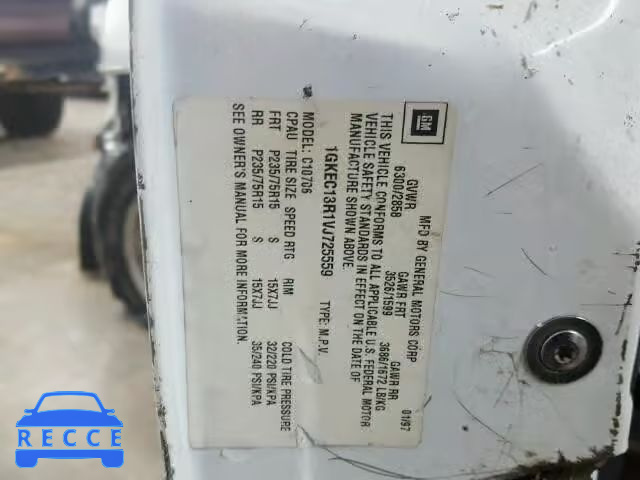 1997 GMC YUKON 1GKEC13R1VJ725559 image 9