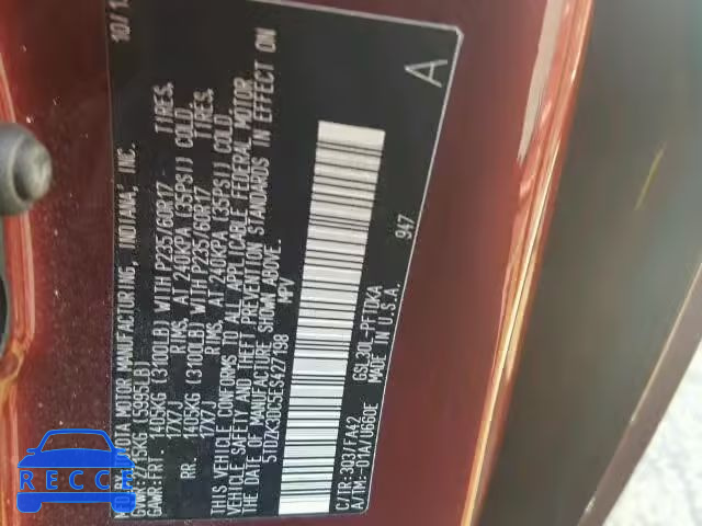 2014 TOYOTA SIENNA 5TDZK3DC5ES427198 image 9