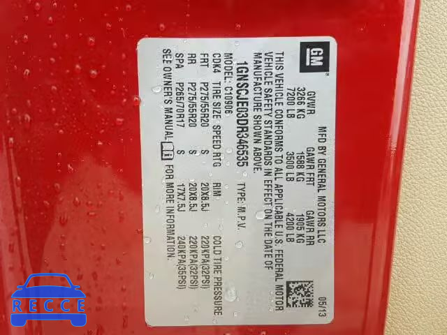 2013 CHEVROLET C1500 SUBU 1GNSCJE03DR346535 image 9